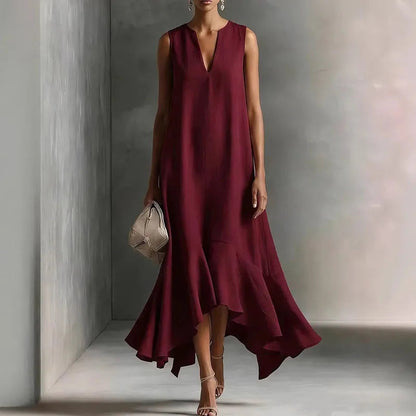 Hannah | Elegantes ärmelloses Sommerkleid mit Rüschensaum