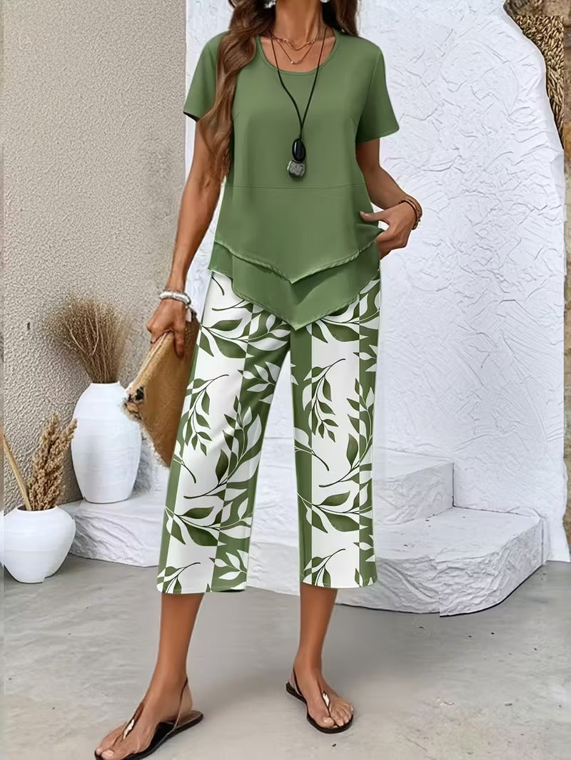 Manuela | Stilvolles zweiteiliges Set mit botanischem Print