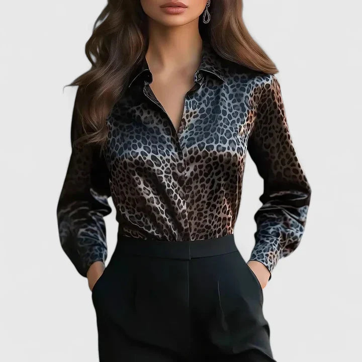 Amelia | Stilvolle Langarmbluse mit modernem Print