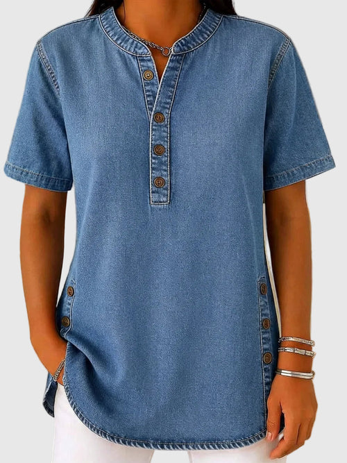 Aurelis™ | Denim-Bluse mit Knopfleiste und lockerer Passform