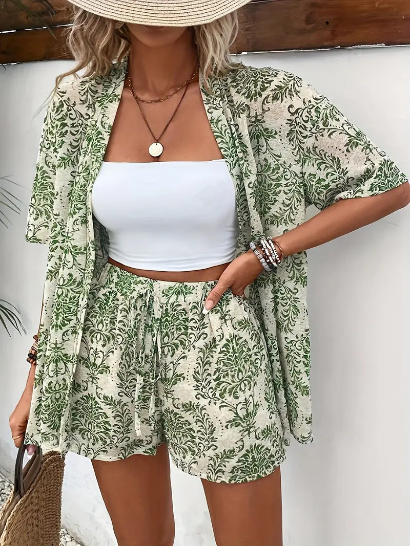 Lea | Elegantes Kimono-Set mit floralem Sommerprint