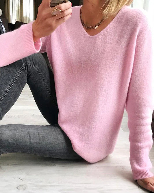 Grazia | Kuscheliger und eleganter V-Ausschnitt Strickpullover