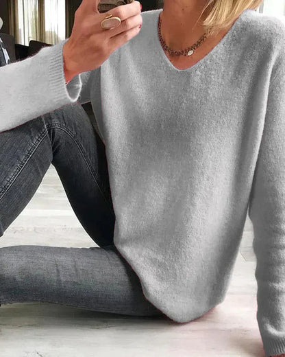 Grazia | Kuscheliger und eleganter V-Ausschnitt Strickpullover