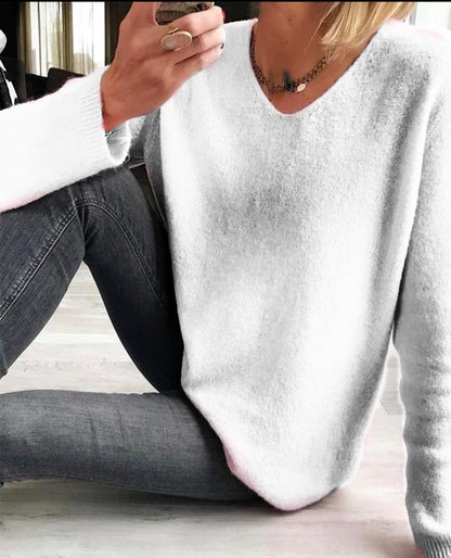 Grazia | Kuscheliger und eleganter V-Ausschnitt Strickpullover