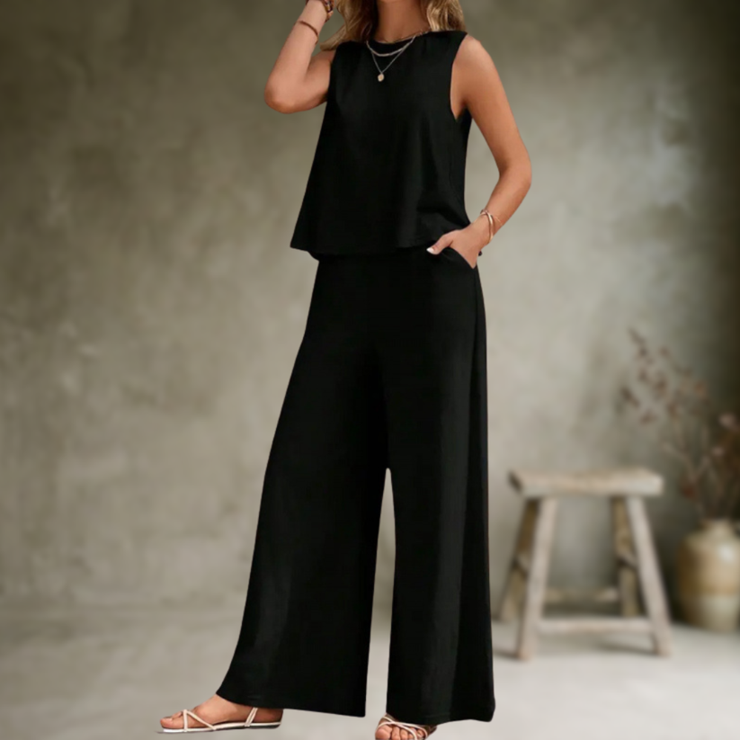 Luisa | Eleganter ärmelloser Zweiteiler mit weiter Hose