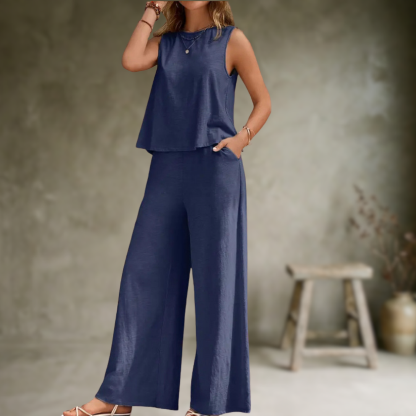 Luisa | Eleganter ärmelloser Zweiteiler mit weiter Hose