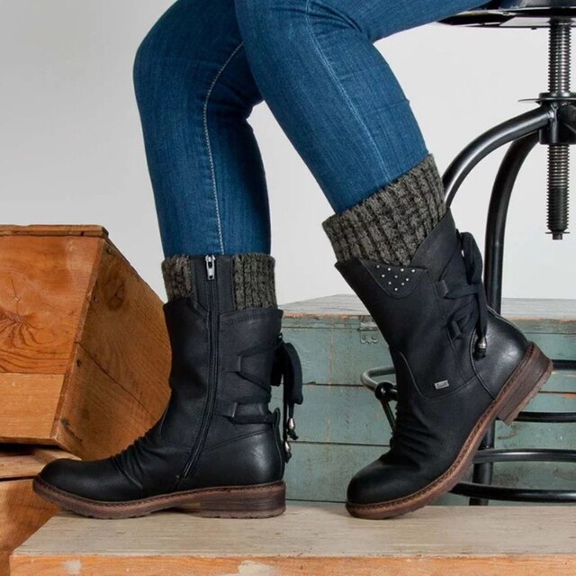 Léonie | Elegante Knöchelhohe Damenstiefel aus Leder mit Komfortsohle