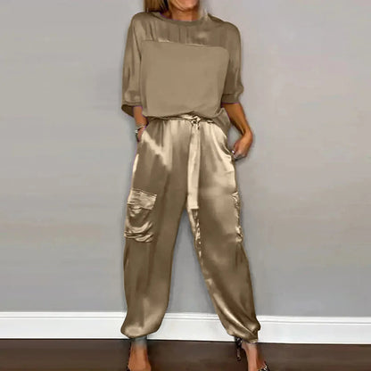 Klaudia | Eleganter Satin-Zweiteiler mit fließender Silhouette