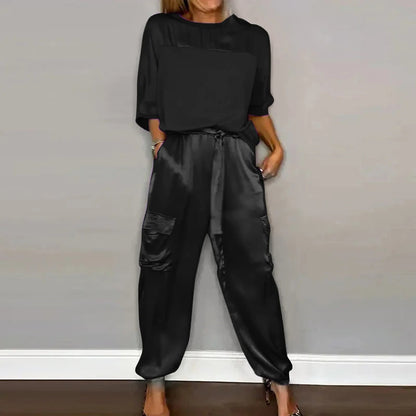 Klaudia | Eleganter Satin-Zweiteiler mit fließender Silhouette