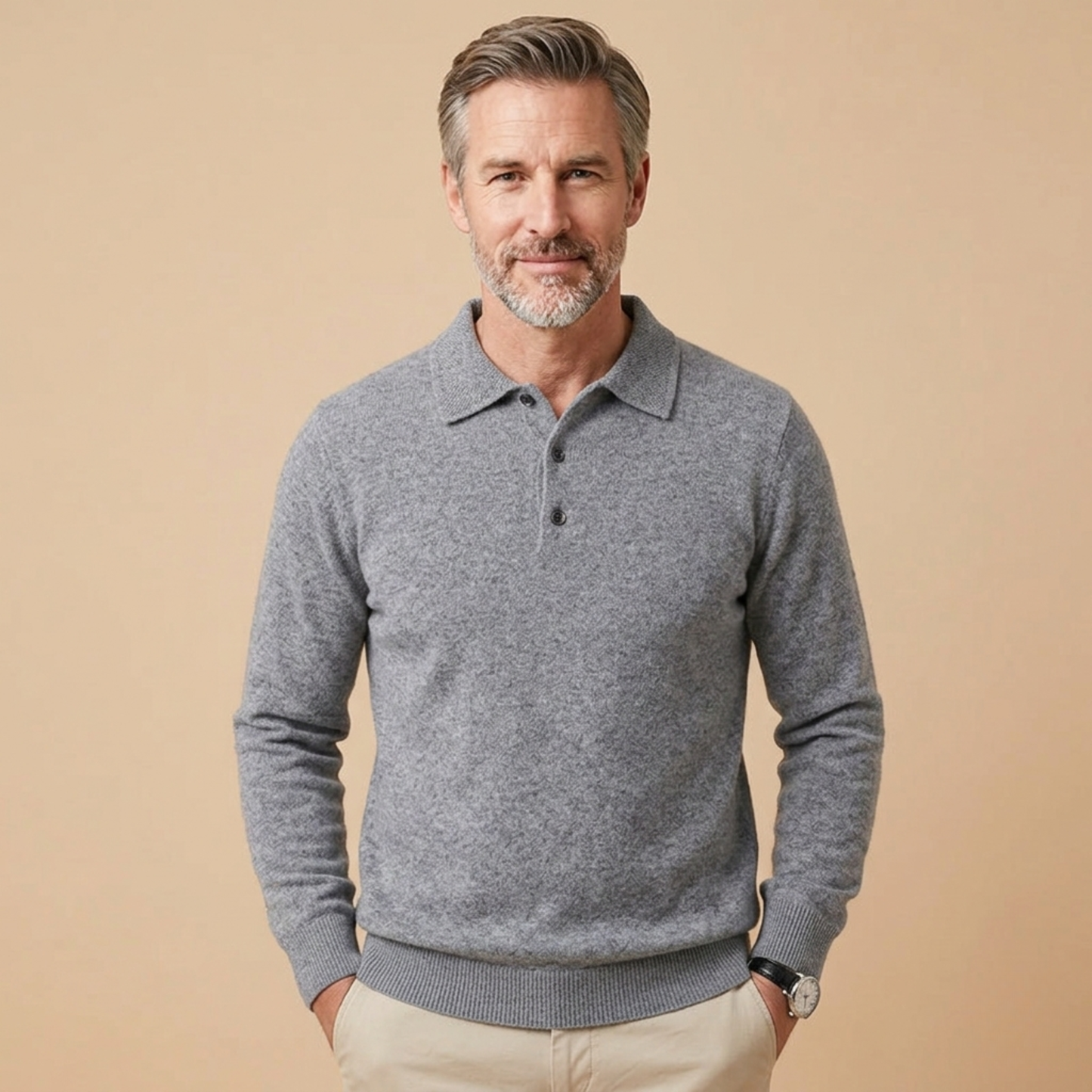 Kevin | Elegantes und bequemes Langarm Poloshirt