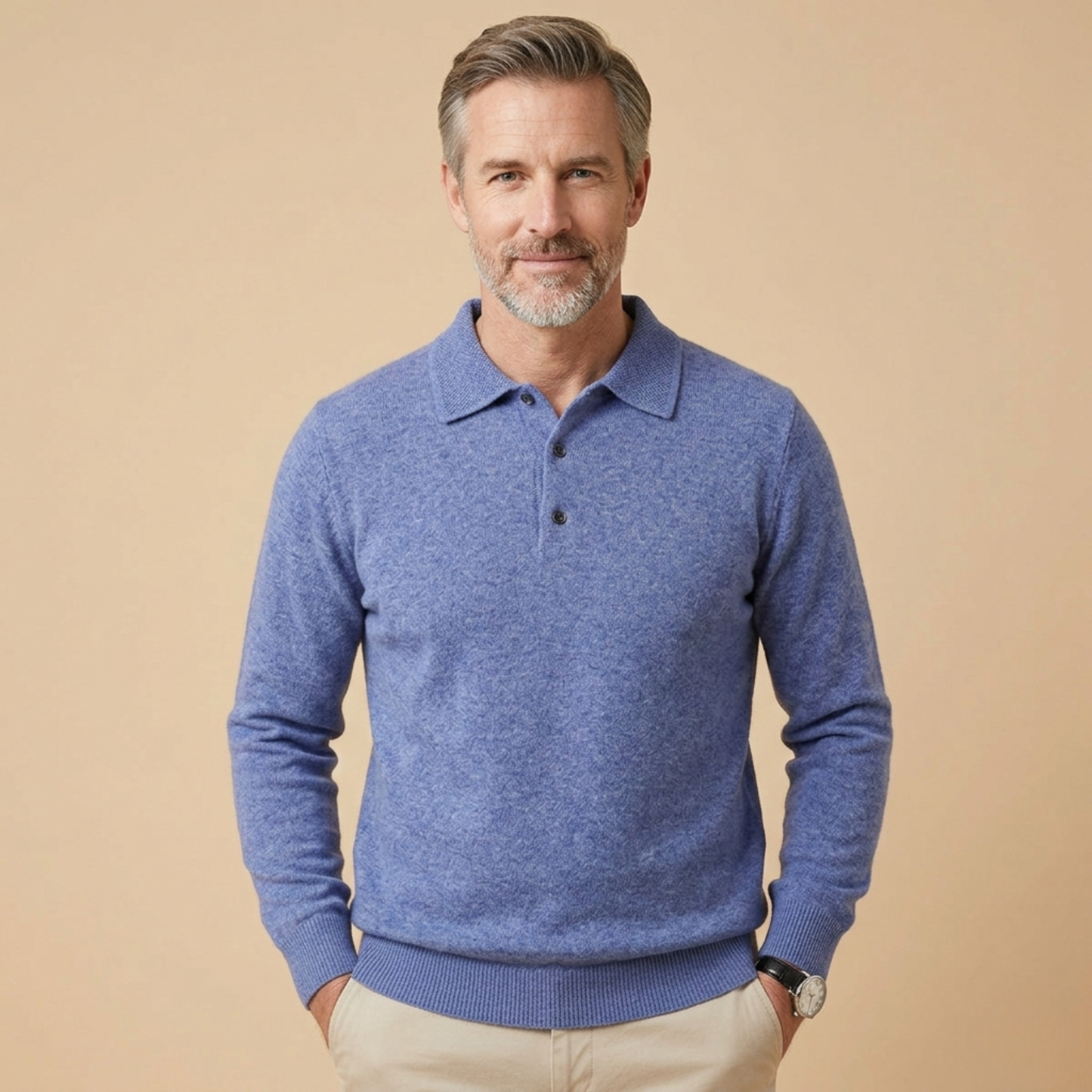 Kevin | Elegantes und bequemes Langarm Poloshirt