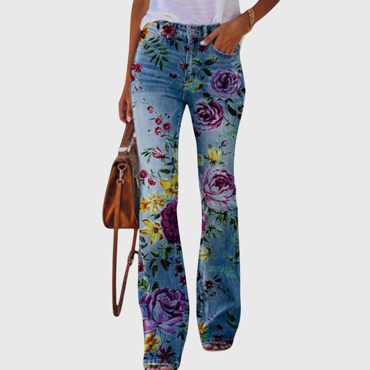 Lina | Weite Hose mit künstlerischem Blumenmuster