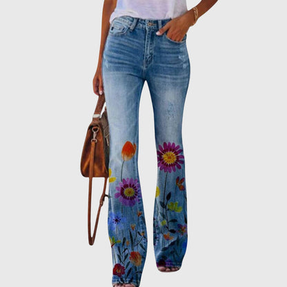 Lina | Weite Hose mit künstlerischem Blumenmuster