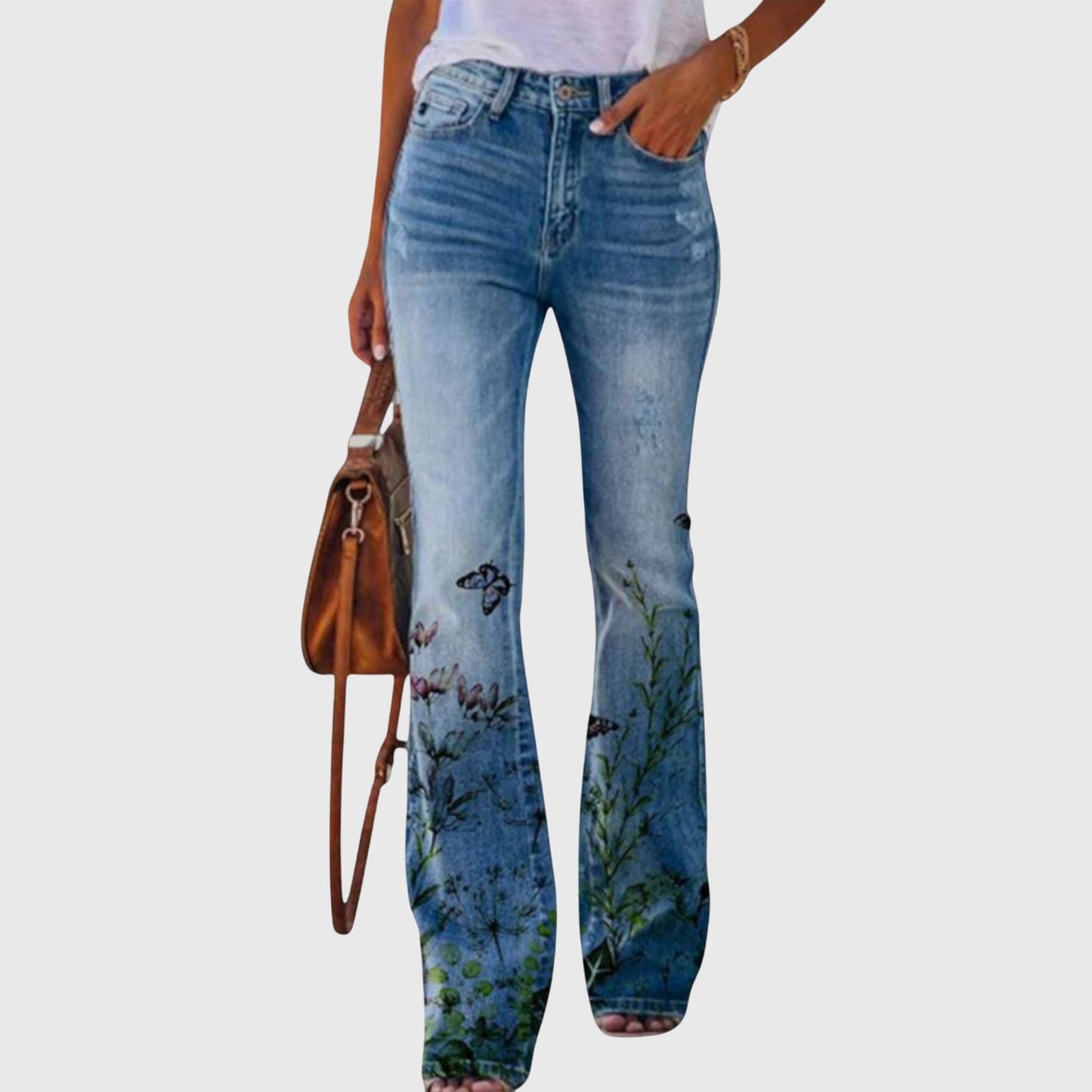 Lina | Weite Hose mit künstlerischem Blumenmuster