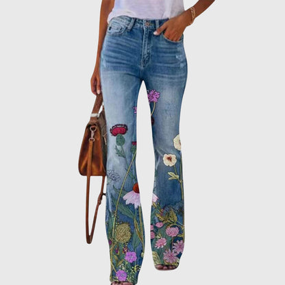 Lina | Weite Hose mit künstlerischem Blumenmuster