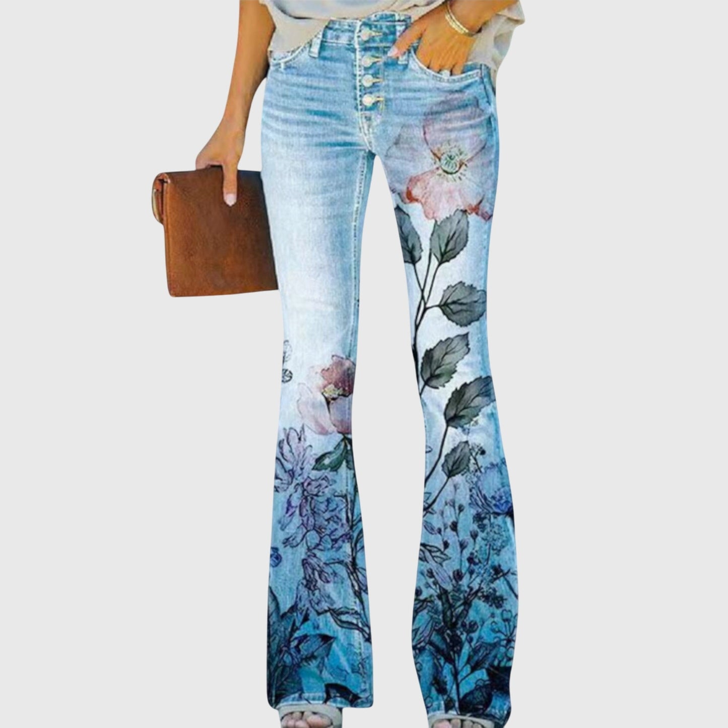 Lina | Weite Hose mit künstlerischem Blumenmuster
