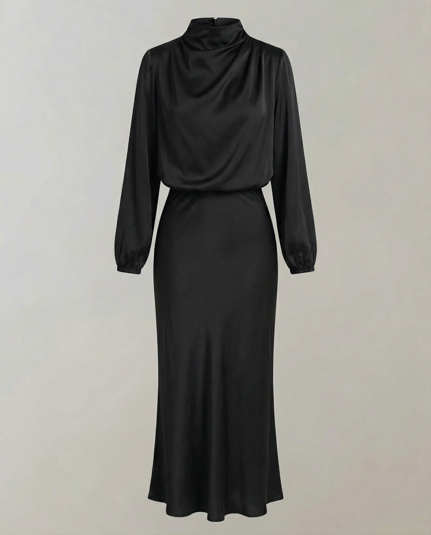 Amelia | Elegantes Satin-Abendkleid mit langen Ärmeln