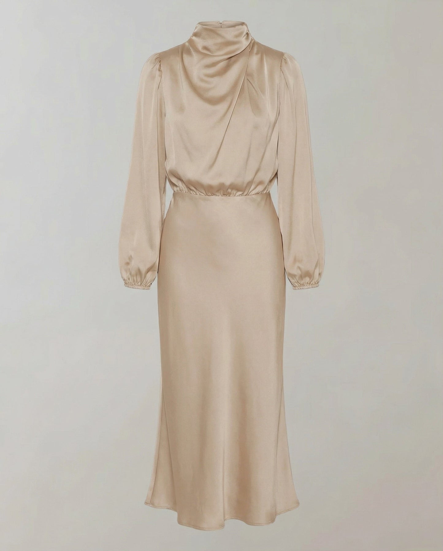 Amelia | Elegantes Satin-Abendkleid mit langen Ärmeln