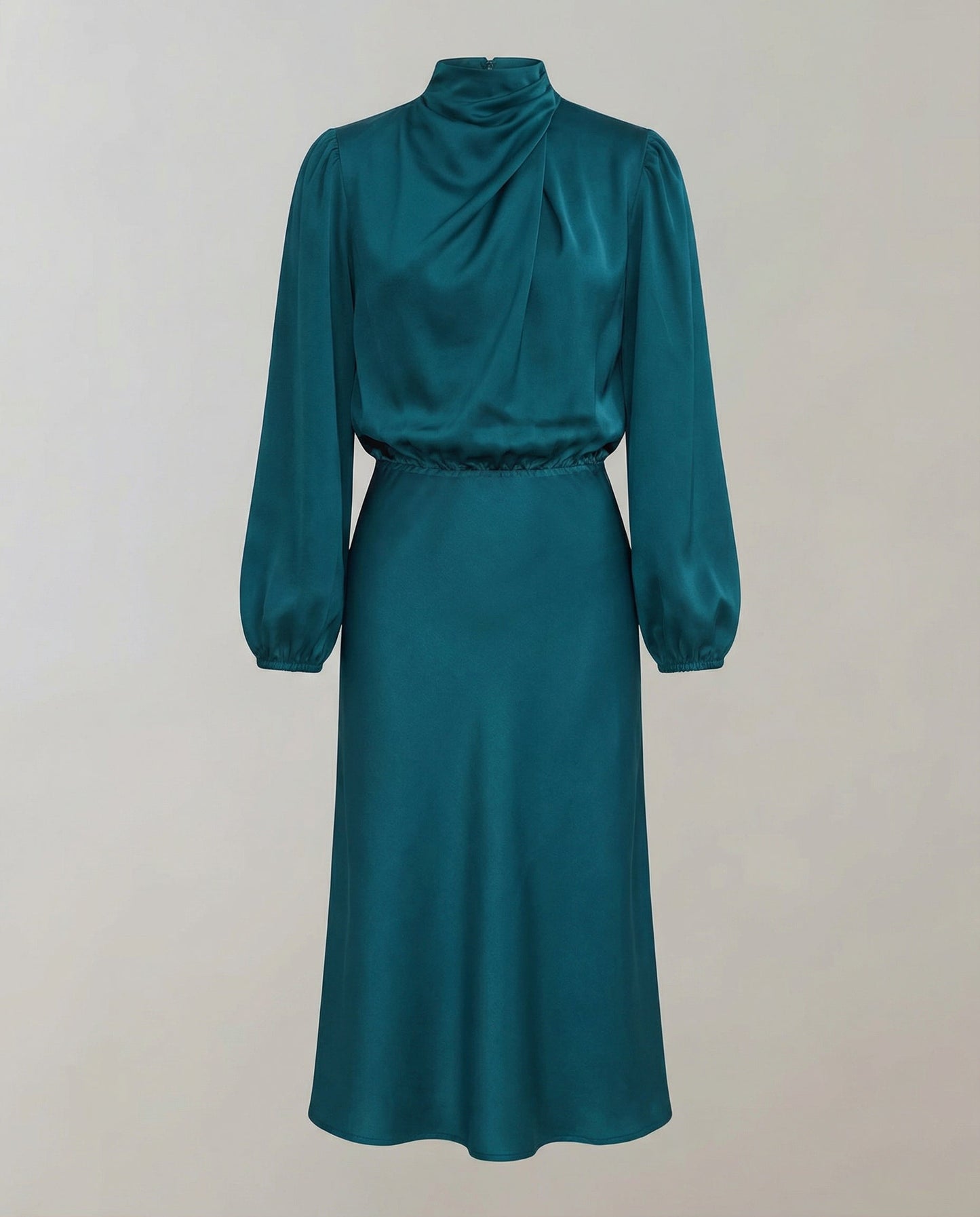 Amelia | Elegantes Satin-Abendkleid mit langen Ärmeln