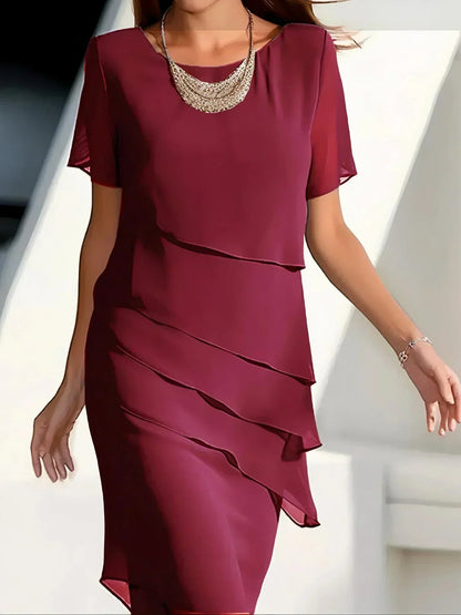 Isabella | Elegantes Festkleid mit asymmetrischer Overlay-Optik