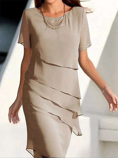 Isabella | Elegantes Festkleid mit asymmetrischer Overlay-Optik