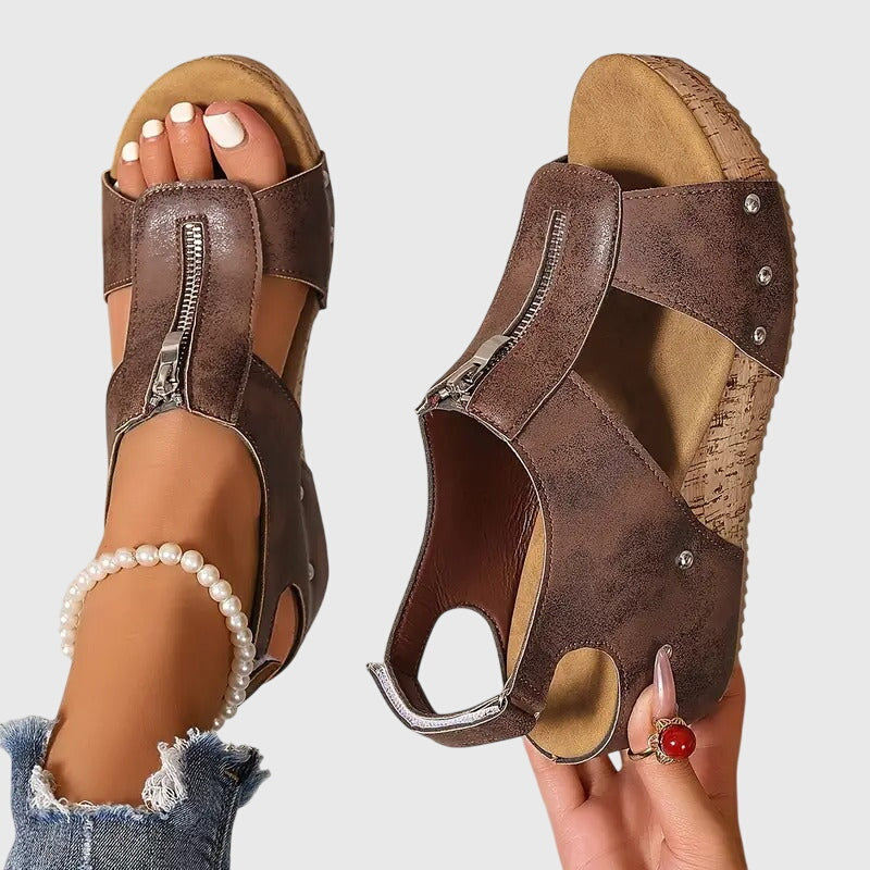 Kristin | Orthopädische Komfort-Sandale mit Reißverschluss-Detail