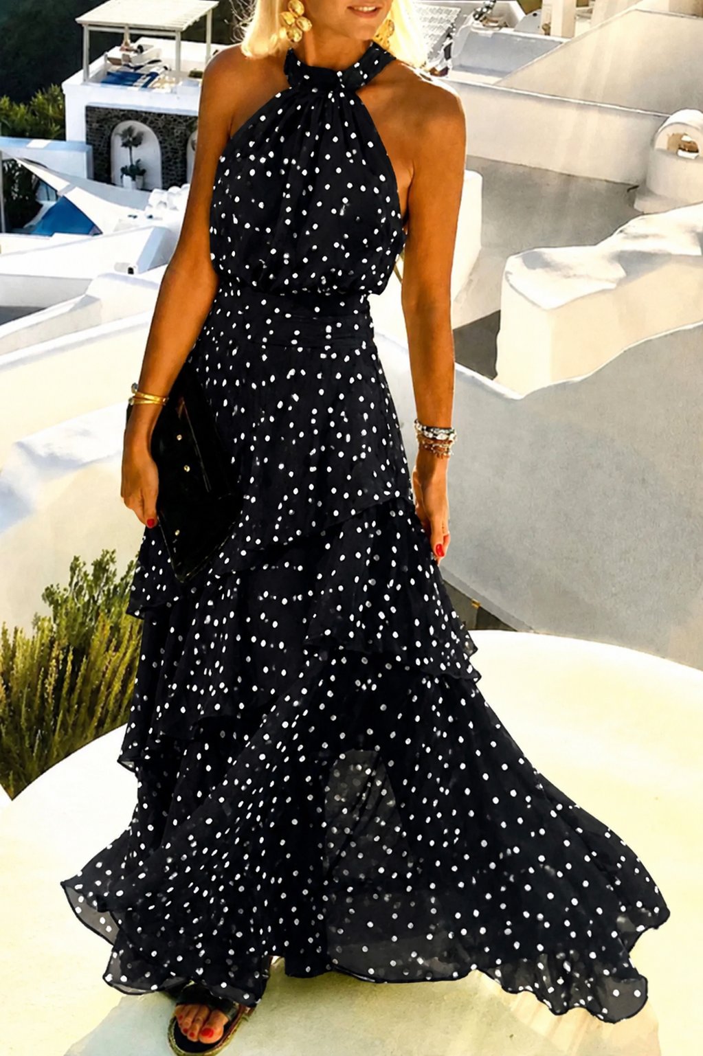 Frieda | Fließendes & Dramatisches Neckholder-Maxikleid