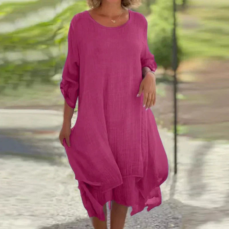 Amelie | Elegantes und bequemes Midi-Kleid im Lagenlook