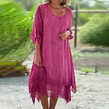 Amelie | Elegantes und bequemes Midi-Kleid im Lagenlook