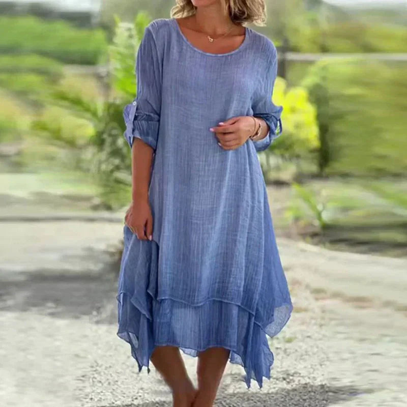 Amelie | Elegantes und bequemes Midi-Kleid im Lagenlook