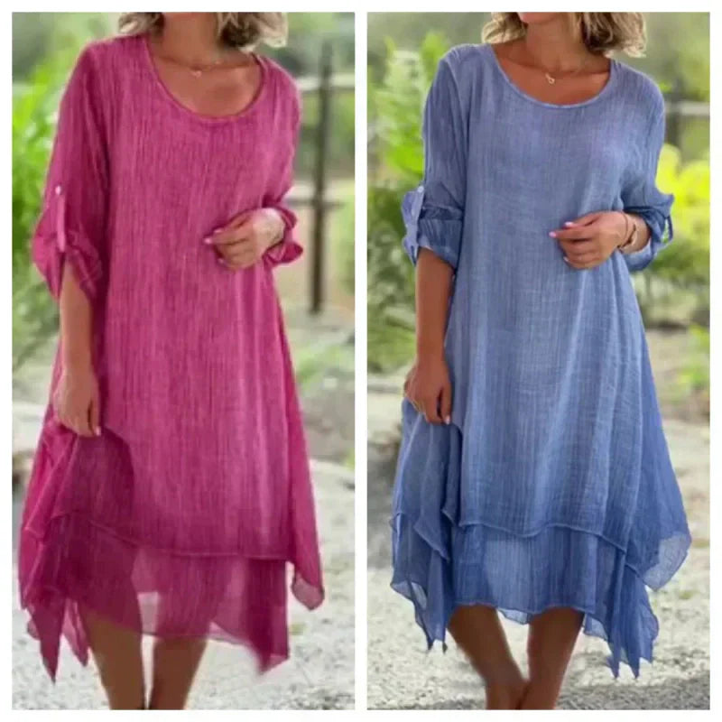 Amelie | Elegantes und bequemes Midi-Kleid im Lagenlook