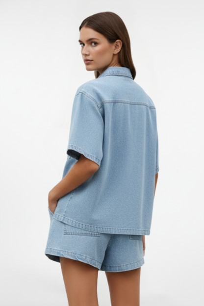 Diana | Set aus Kurzarmhemd und Shorts mit hoher Taille