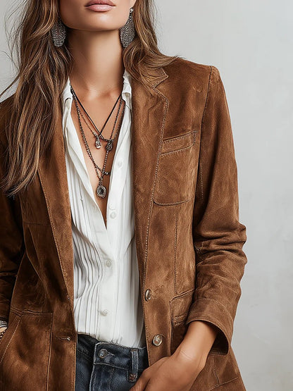 Laura | Eleganter und taillierter Damenblazer aus Wildlederimitat