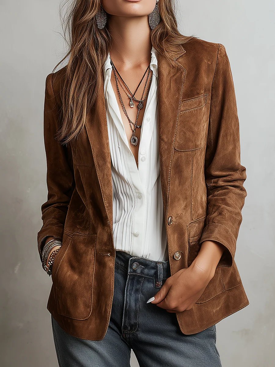 Laura | Eleganter und taillierter Damenblazer aus Wildlederimitat