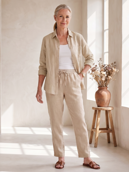Anna | Set aus Button-Down-Hemd und schmal zulaufender Hose