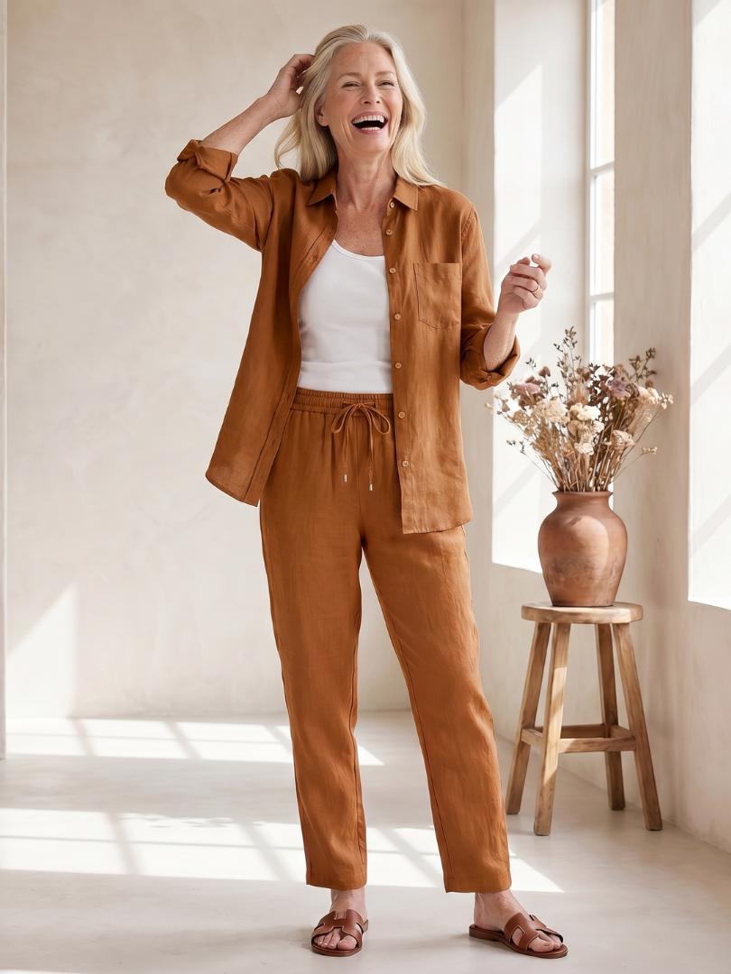 Anna | Set aus Button-Down-Hemd und schmal zulaufender Hose