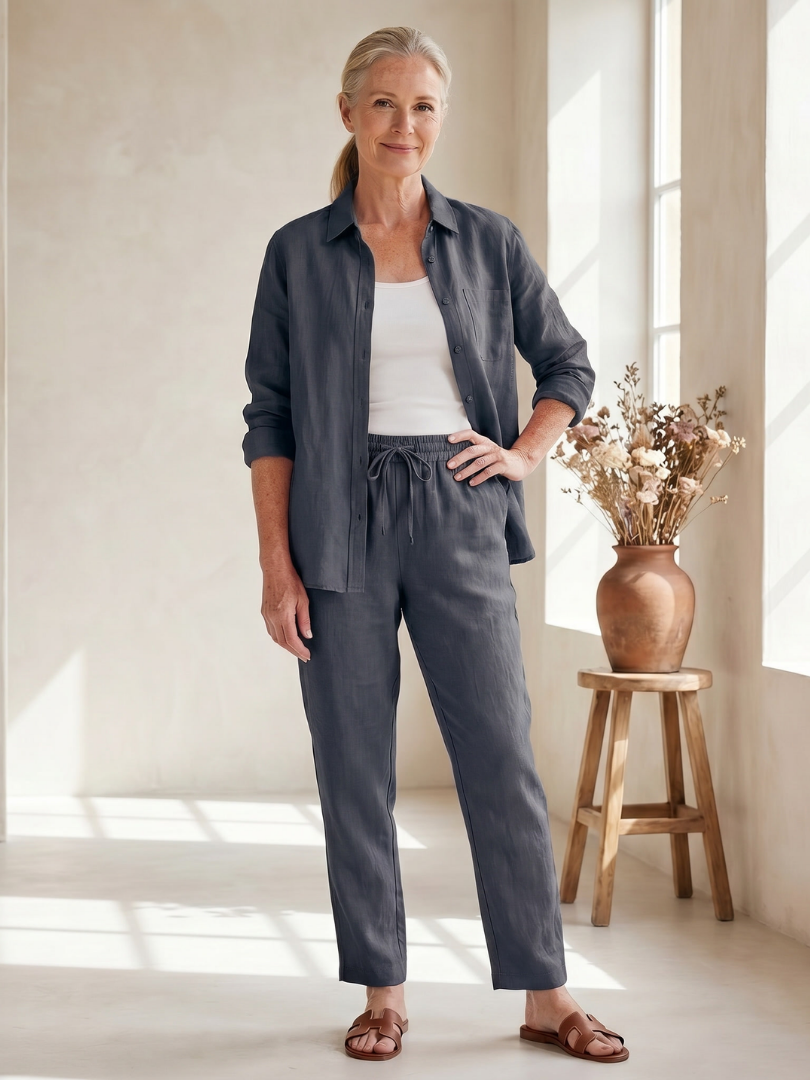 Anna | Set aus Button-Down-Hemd und schmal zulaufender Hose