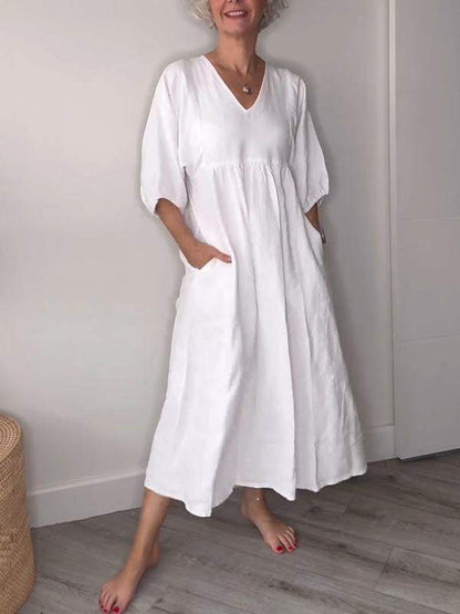 Alma | Elegantes Midikleid für Damen mit V-Ausschnitt