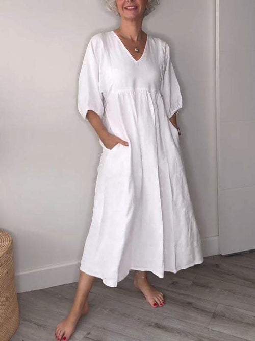 Alma | Elegantes Midikleid für Damen mit V-Ausschnitt