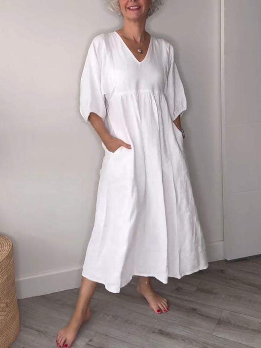 Alma | Elegantes Midikleid für Damen mit V-Ausschnitt