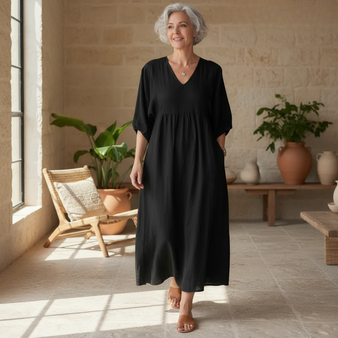 Alma | Elegantes Midikleid für Damen mit V-Ausschnitt