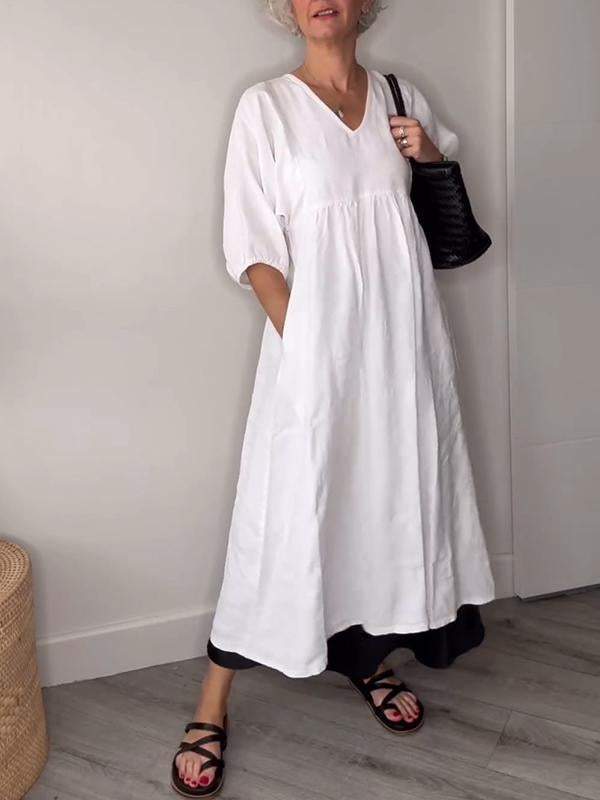 Alma | Elegantes Midikleid für Damen mit V-Ausschnitt