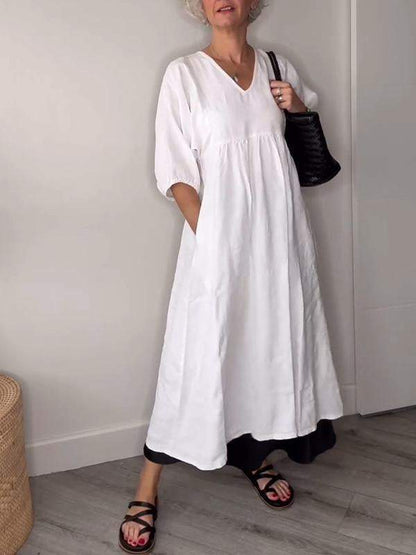 Alma | Elegantes Midikleid für Damen mit V-Ausschnitt