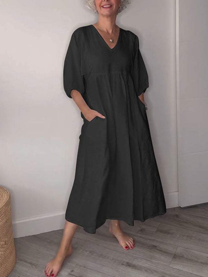 Alma | Elegantes Midikleid für Damen mit V-Ausschnitt