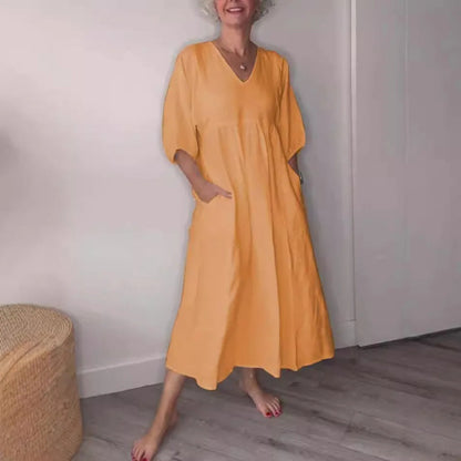Alma | Elegantes Midikleid für Damen mit V-Ausschnitt