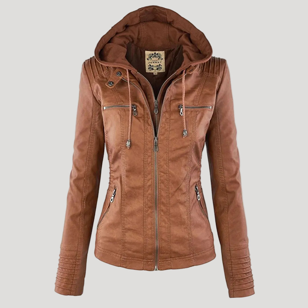 Ava | Stilvolle wetterfeste Damen Kunstlederjacke