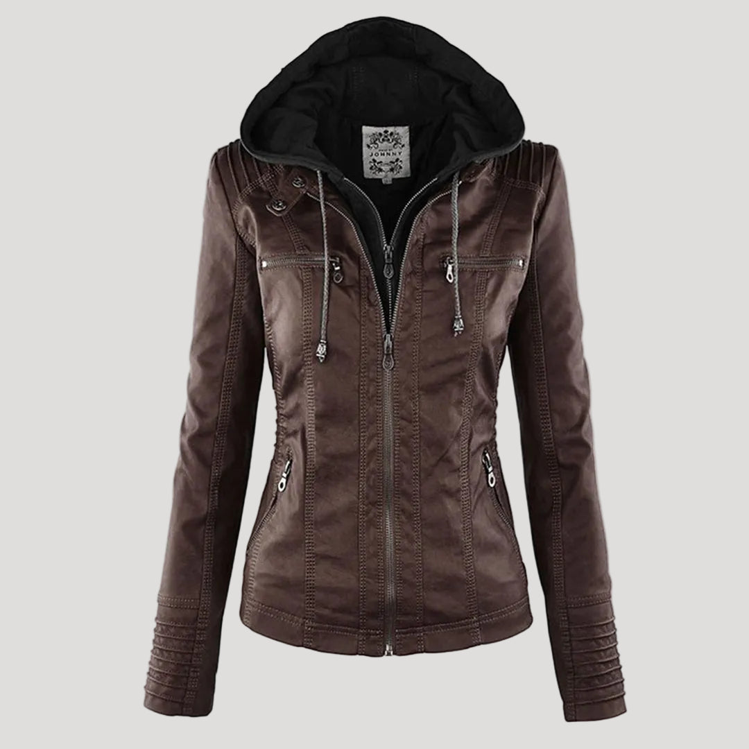 Ava | Stilvolle wetterfeste Damen Kunstlederjacke