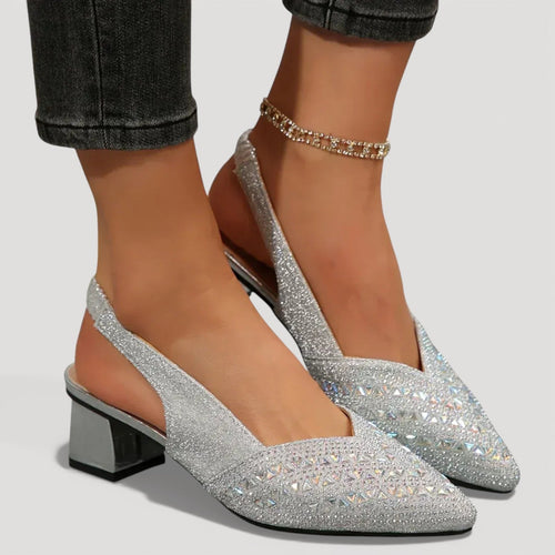Aura | Elegante Slingback-Heels mit Glitzer-Finish und Blockabsatz