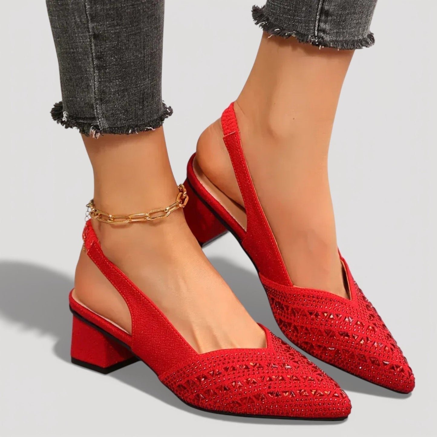 Aura | Elegante Slingback-Heels mit Glitzer-Finish und Blockabsatz