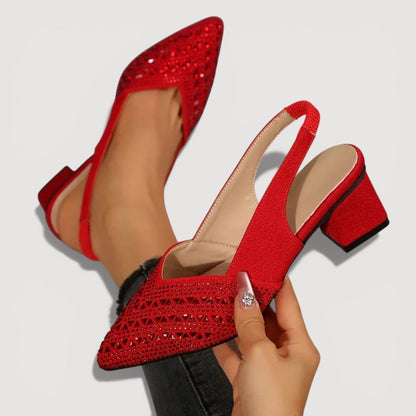 Aura | Elegante Slingback-Heels mit Glitzer-Finish und Blockabsatz